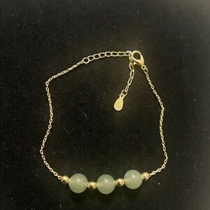 925 SILVER JADE BRACELET/ANKLET w/GOLD OVER